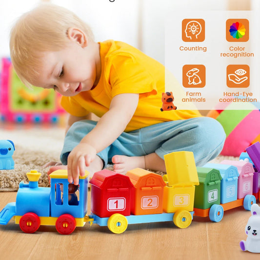 Montessori Farm Train/Surprise Party Set for Toddlers Learning